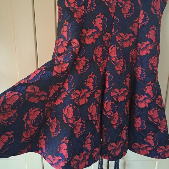 Maggy London women's shadow floral jacquard fit-n-flare dress Sz 14 - Picture 5 of 11